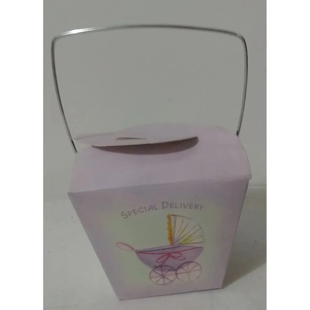 18 Mini Treat Boxes Baby Shower Special Delivery‎ Closable with Handle 2.5